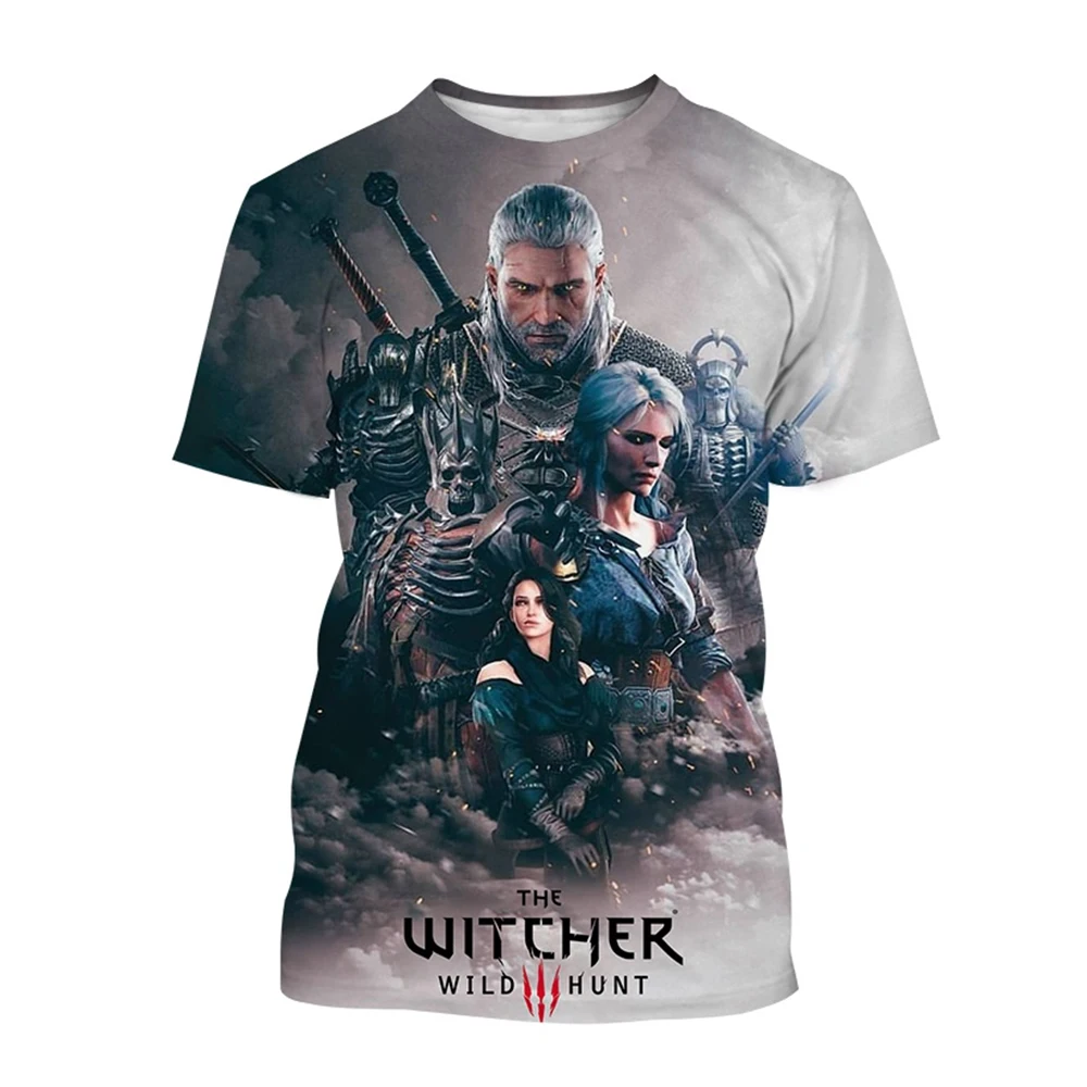 أحدث ويتشر ثلاثية الأبعاد تي شيرت مطبوع موضة لعب الأدوار لعبة ويتشر كينغ قاتل عادية Harajuku تي شيرت محايد