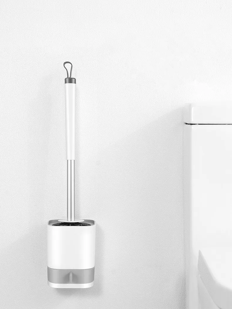 

Alu. Alloy Toilet Brush Household Cleaning Product Silicone Brush Head Bathroom Accessories Set Wall-mount Cleaning Tool OK 1170