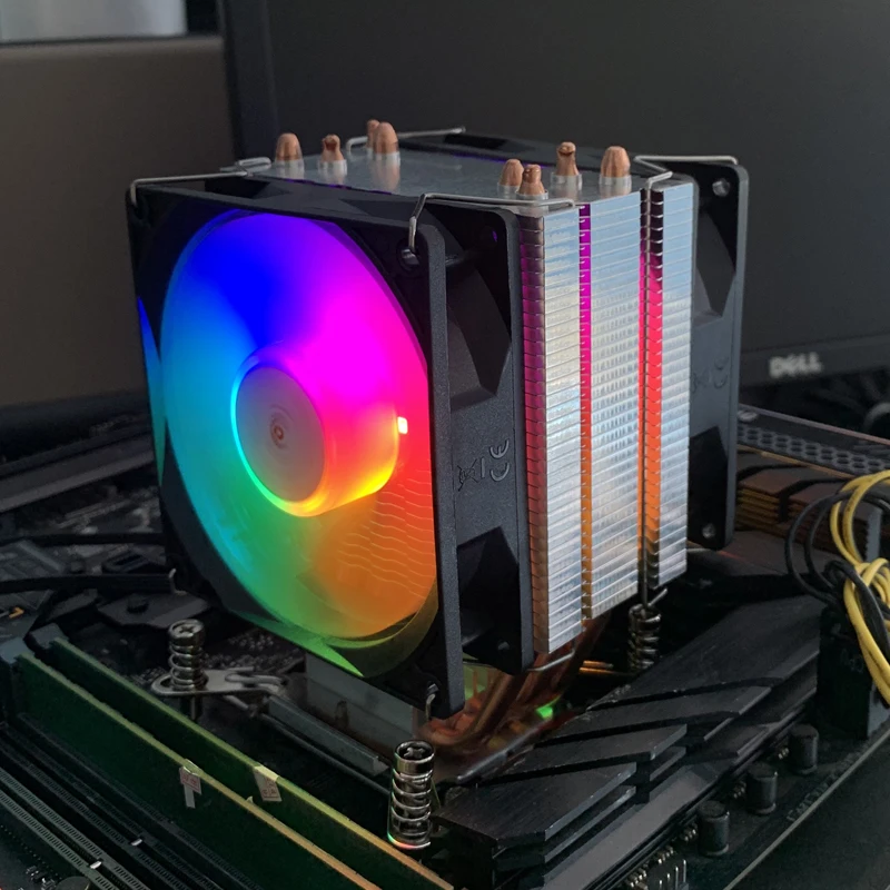 4 Heatpipes CPU Air-Cooled Cooler RGB 90MM ventilador for Intel LGA 2011 1700 X99 1150 1151 1155 1156 X79 1200 1366 Cooling Fan view 2