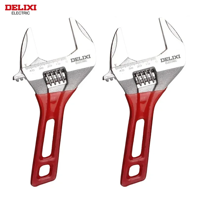 DELIXI ELECTRIC Short Handle Wrench，Big Opening Ratchet Wheel Adjustable Bathroom Wrench，for MaintainingBathroomPiping Facilitie