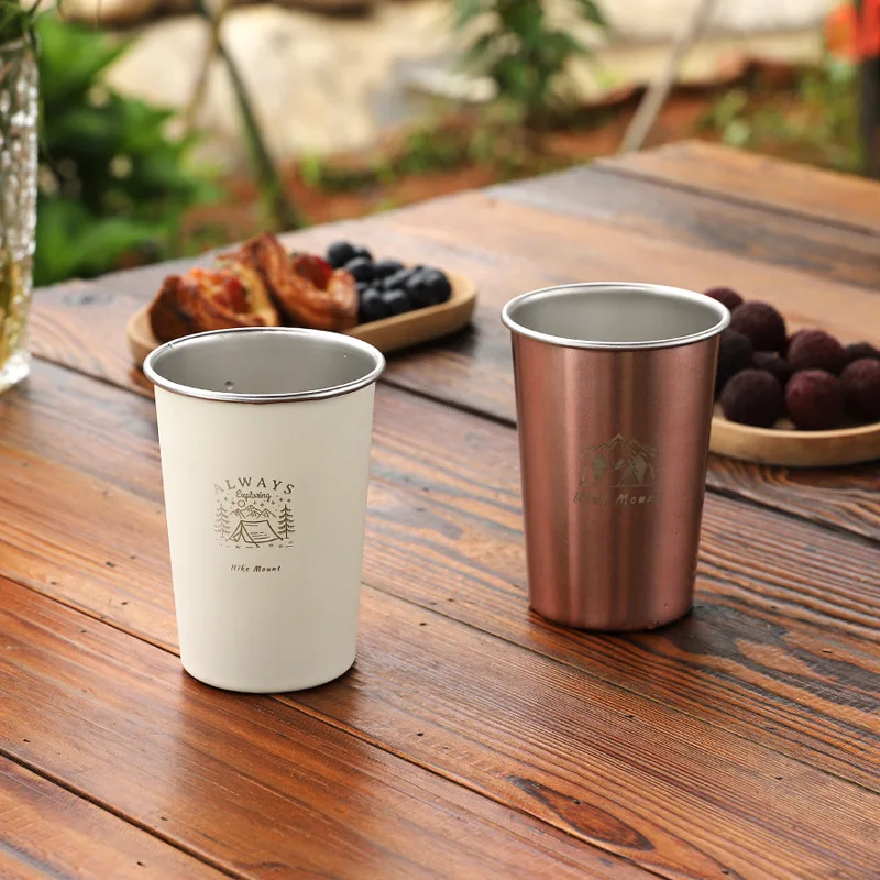 4 Pcs Outdoor Cup Set 350ML 304 Stainless Steel Camping Hiking Picnic Tea Beer Coffee Milk BBQ Tumblers Mug Glass Portable