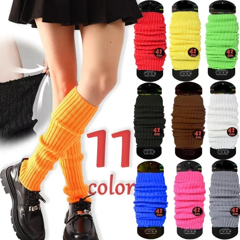 Y2K Knitted Stockings Women Stripe Long Leg Warmers Girls Pretty Colorful Thigh Socks Sets Female Weaving Foot Cover Sleeves