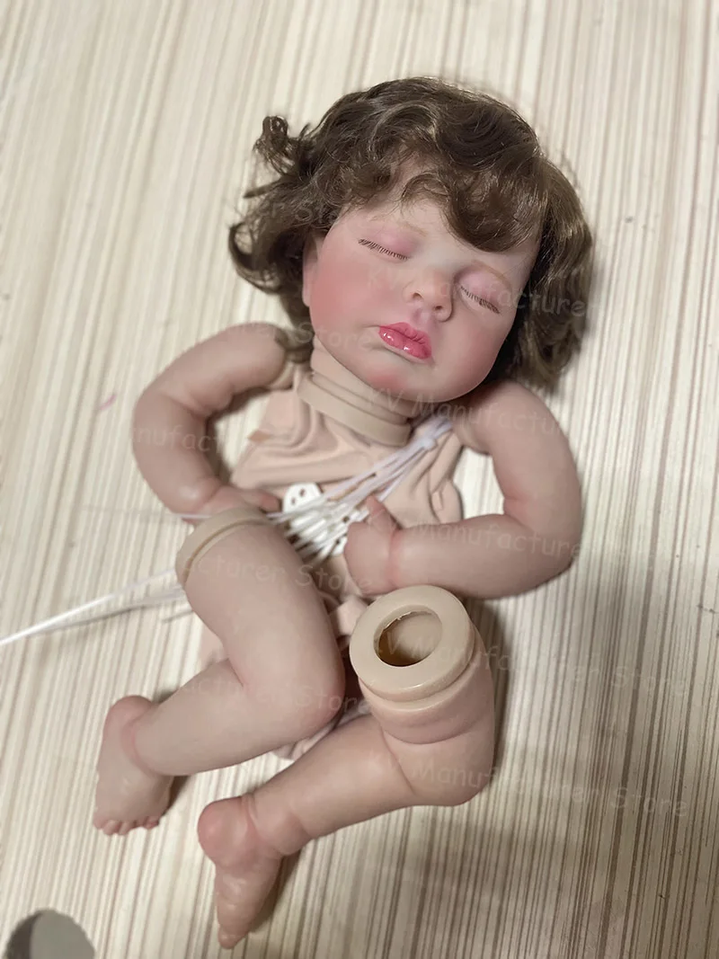 20Inch Unfinished Already Painted Reborn Kit Loulou with Rooted Hair Lifelike 3D Skin Venis Soft Touch DIY Doll Parts