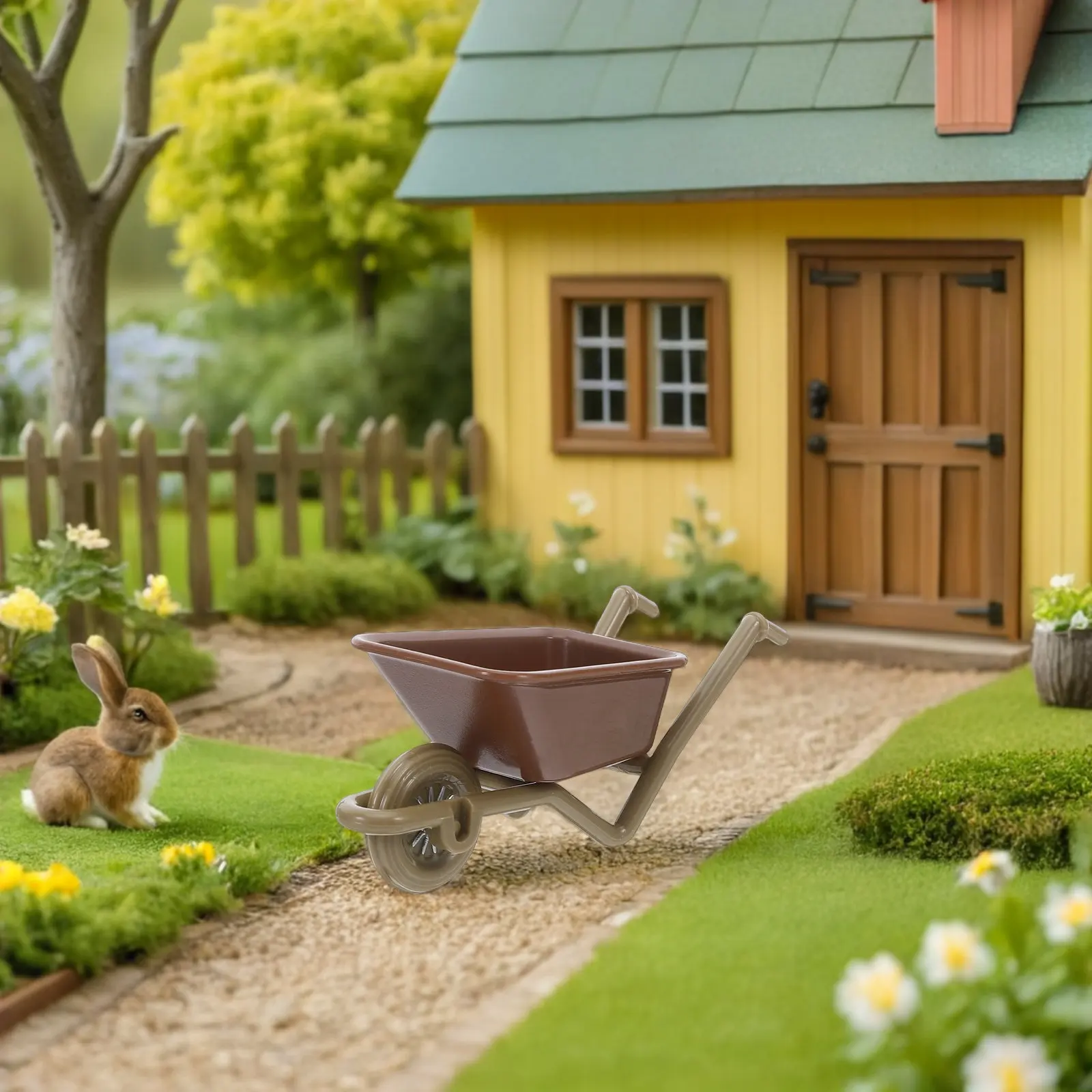 

6Pcs Mini Wheelbarrow Outdoor Garden Decoration Miniature Yard Accessories Realistic Simulation Micro Landscape Props