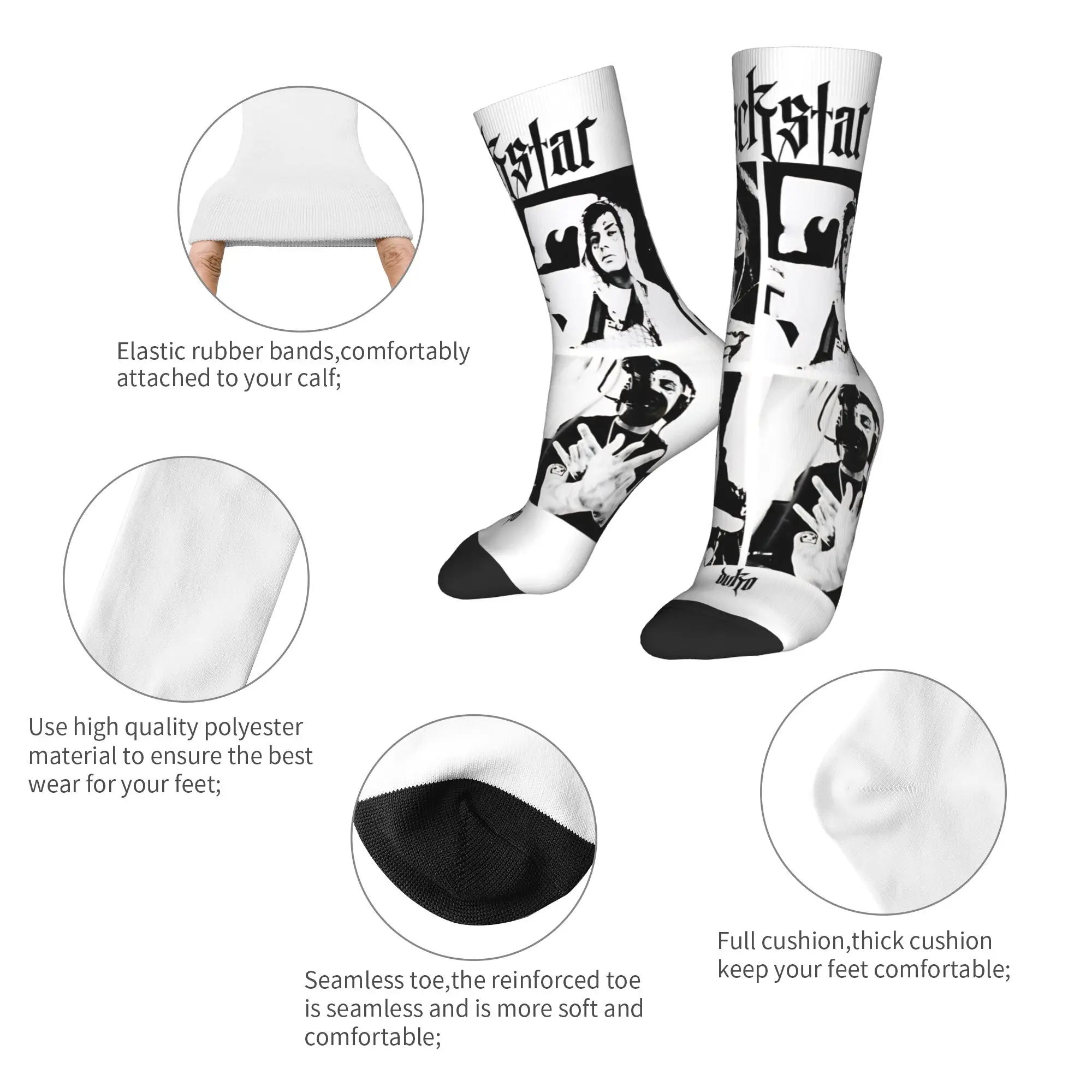 Duki Rapper  Stockings  Graphic Gothic Socks Winter Anti Skid Socks Men Outdoor Breathable Socks