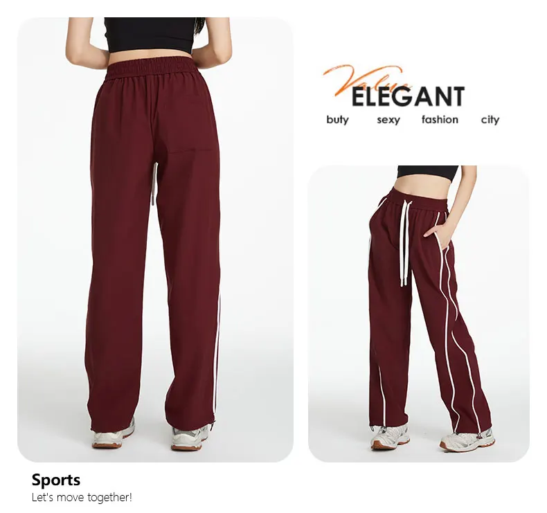 Sport-Hose für Damen, Sommer, kühl, winddicht, Outdoor-Bergsteigerhose, locker geschnitten, lässige Weitbein-Hose, schnelltrocknend, Sonnenschutz-Hose – Detail 2