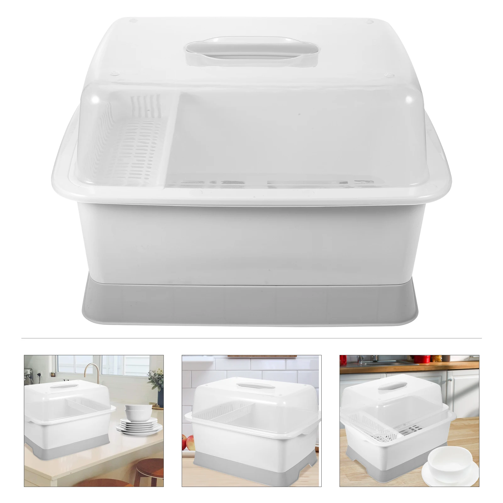 

Plastic Dish Drainer Rack Kitchen Tableware Organizer Lid Food Grade Pp Material Space Saving Cutlery Plate Holder Dish