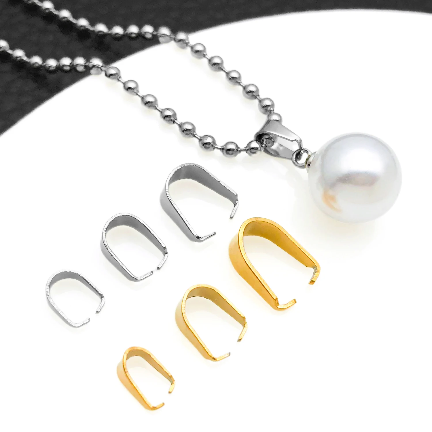 50/100pcs Stainless Steel Pinch Clip Clasp Bail Finish Necklace Pendant Claw Clasps Melon Seeds Buckle For DIY Jewelry Making