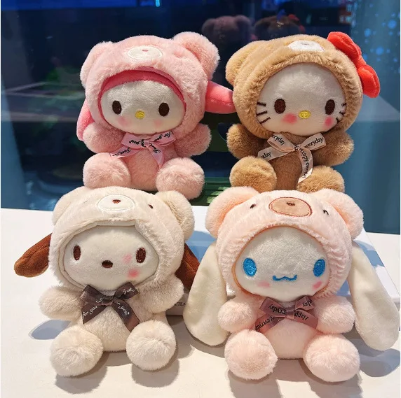 

Sanrio Cross-dressing Cute Kawaii Hello Kitty My Melody Cinnamoroll Bag Pendant Doll Doll Cartoon Keychain Doll Toy Gift