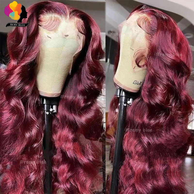 13x6 Body Wave Lace Front Human Hair Wig 99J Burgundy Colored Human Hair Lace Frontal Wigs for Black Women 13x4 Lace Front Wig