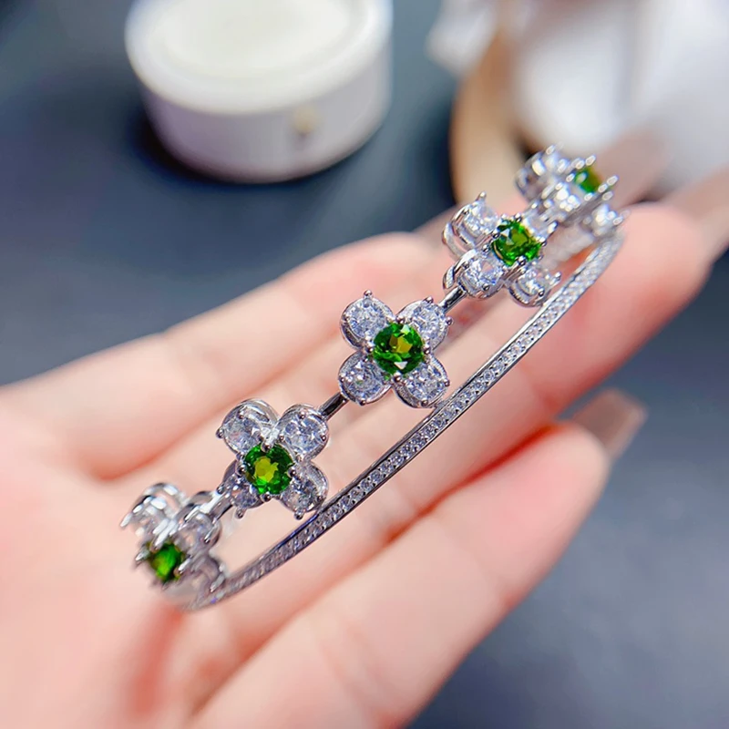 

Natural Diopside Bracelet for women silver 925 jewelry luxury gem stones 18k gold plated free shiping items