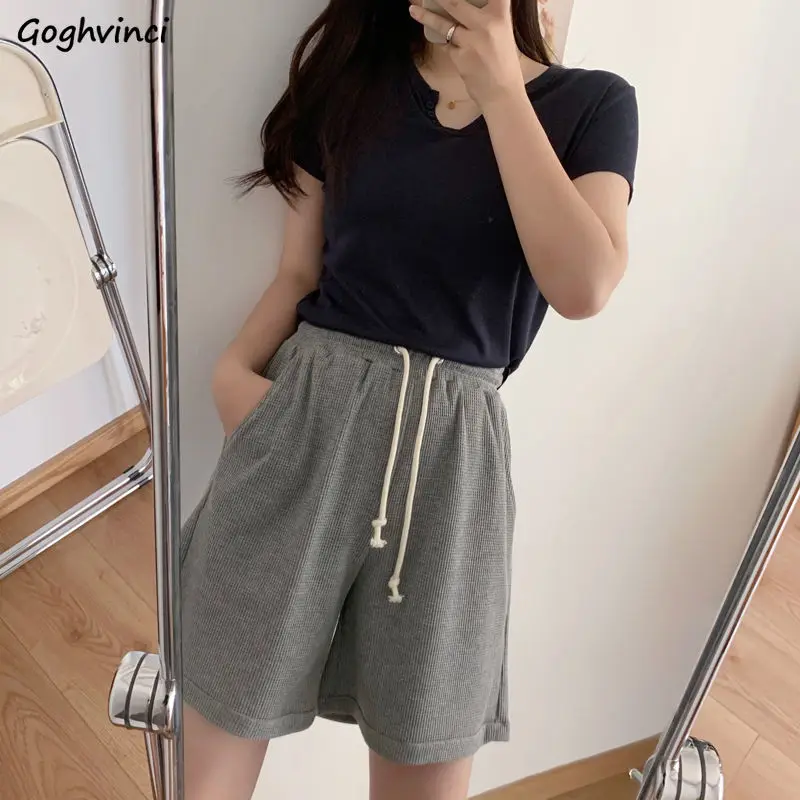 

Shorts Women Soft Fashion Loose Leisure Simple New Arrival Students Female Trousers Cozy Ulzzang Ins High Waist Drawstring Mujer