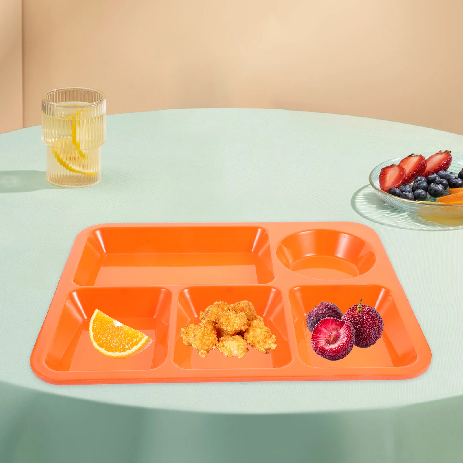 

3Pcs Plastic Divided Compartments Plate Anti-Fall Separating Dish for Breakfast Fruit Steak Serving Practical Tableware