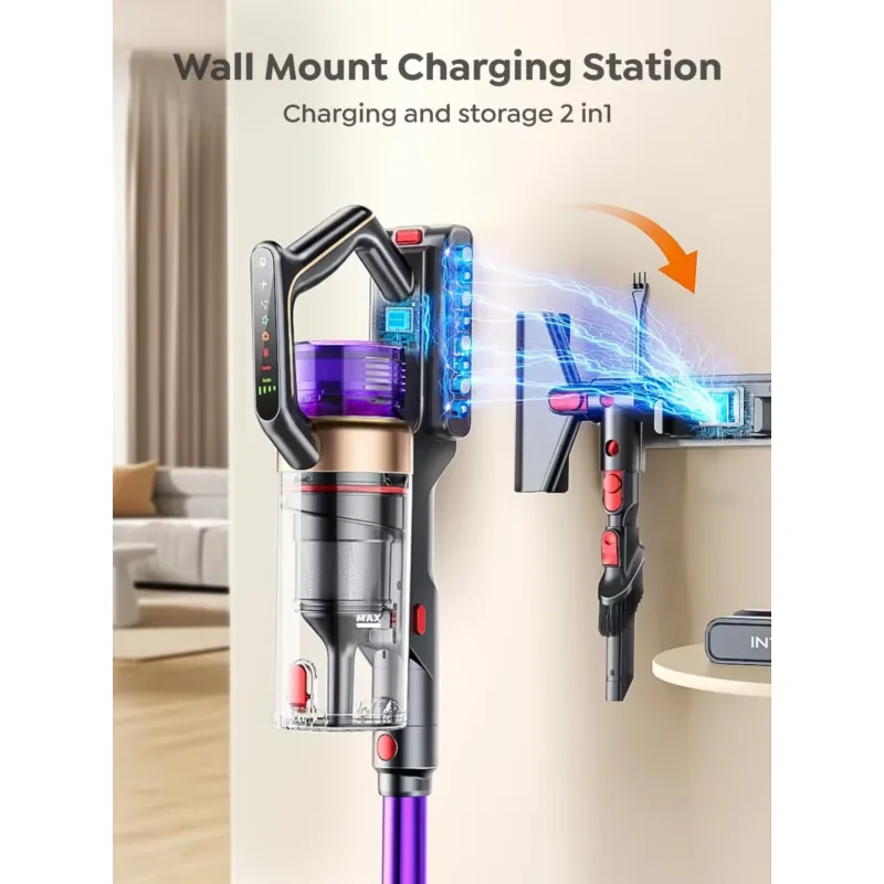 Light Weight Vacuum Cordless Cleaner A33B, Portable Vacuum Cleaner for Home, with Self-standing Anti-tangle Floor Brush