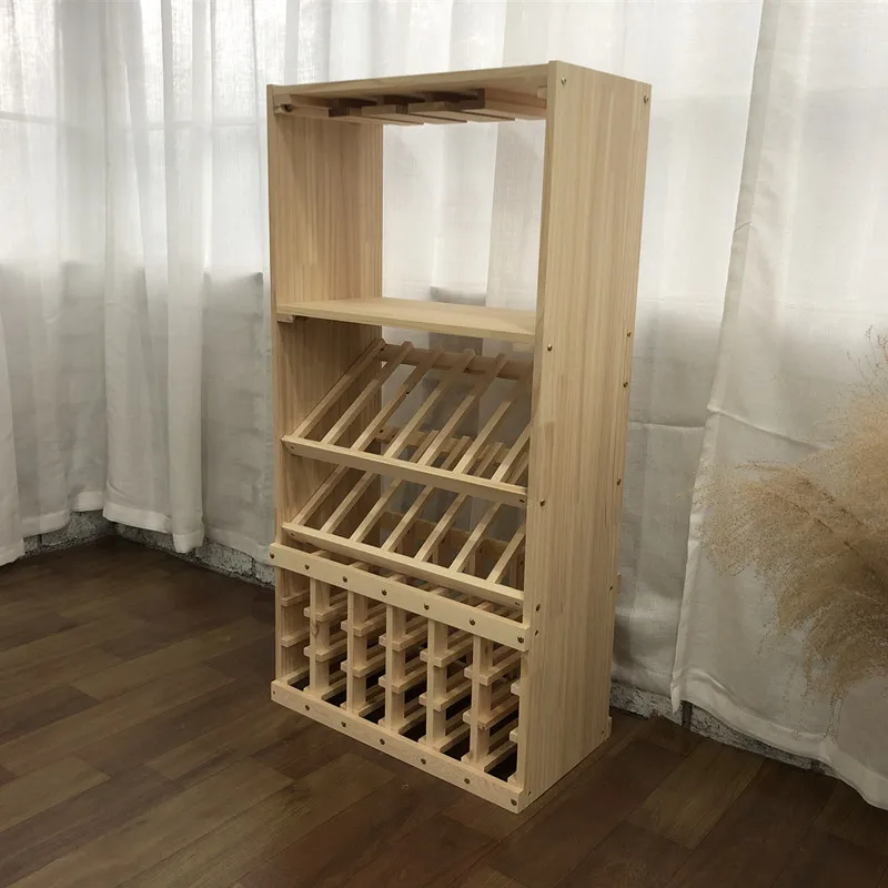 Rak Anggur Kayu Solid Rumah Tangga Nordik/Rak Display Anggur/Rak Penyimpanan Anggur/Rak Anggur Log