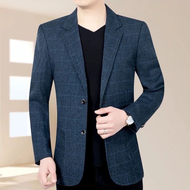 

Клетчатое платье, одежда для джентльменов, роскошный дизайнер, модная мужская куртка 2025 года, одинарные модели, повседневные классические мужские костюмы и пиджаки