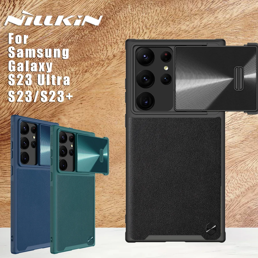 

Чехол NILLKIN для Samsung Galaxy S23 Plus Ultra 5G, кожаный чехол Camshiled, задняя крышка, слайд-объектив, защита камеры для S23 Plus Ultra