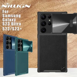 NILLKIN For Samsung Galaxy S23 Plus Ultra 5G Case Camshiled Leather Back Cover Slide Lens Camera Protection for S23 Plus Ultra