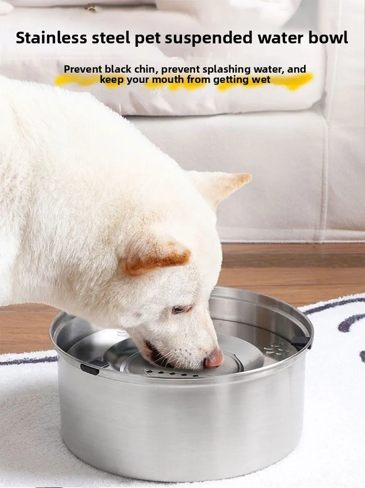 

Non-Slip No Spill Dog Water Bowl 3L Stainless Steel Slow Water Feeder for Large Medium Dogs