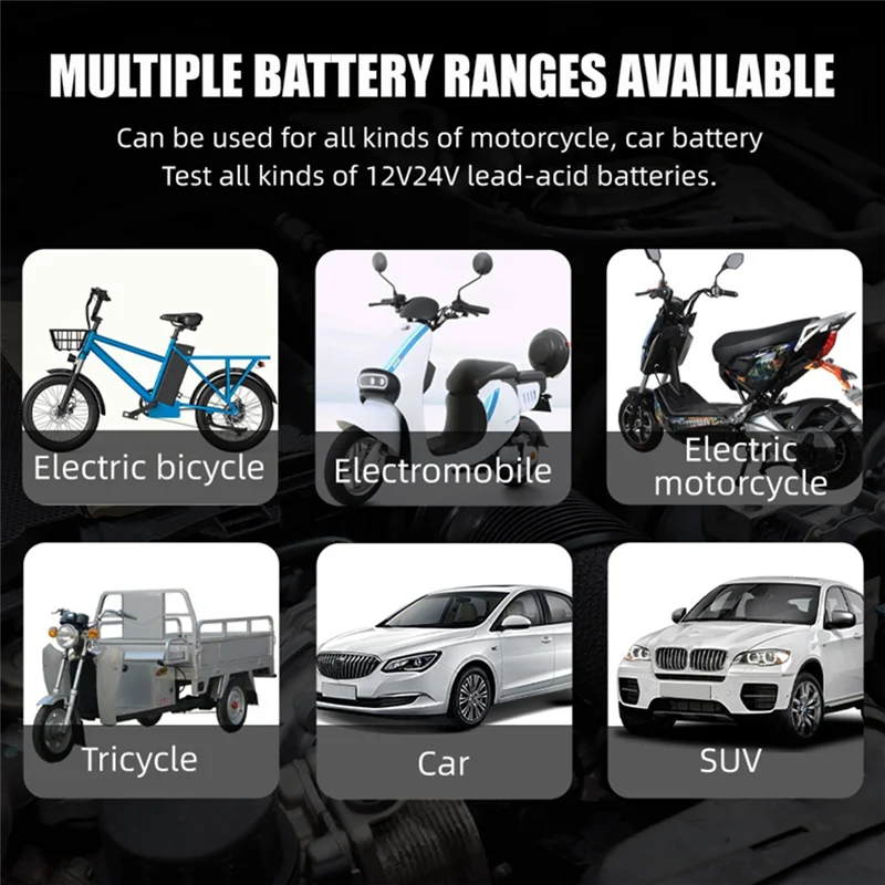 Hot Selling-Car Battery Tester 12V 24V Battery System Detect Auto Battery Analyzer For Car Motorcycle Battery Charging Test Tool