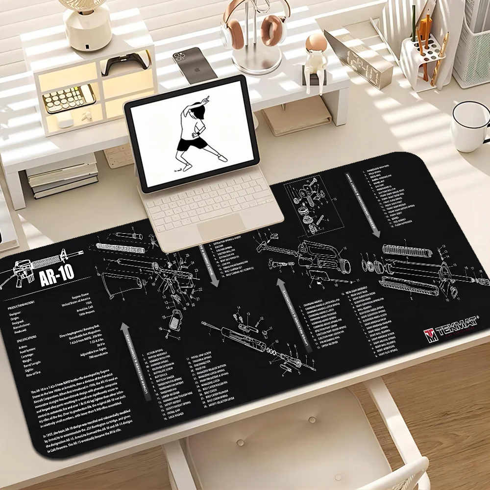 Black Ar 15 Ak47 Gun Custom Skin Office Computer Desk Mat Table Keyboard Big Mouse Pad Laptop Cushion Non-slip