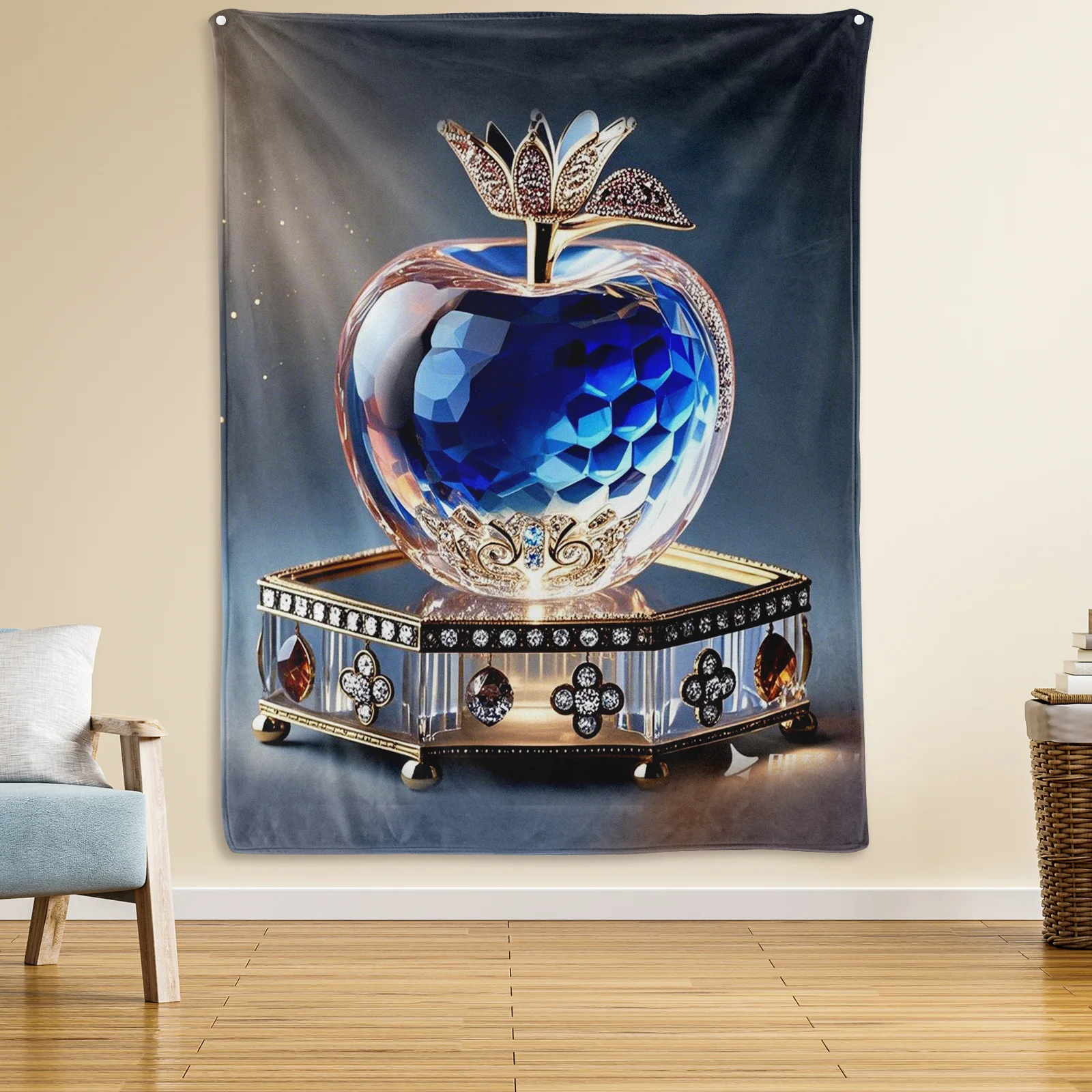 

Apple Sapphire Tapestry Blanket For Creative And Sophisticated Home Decor With Elegant And Artistic Design Aesthetic Style
