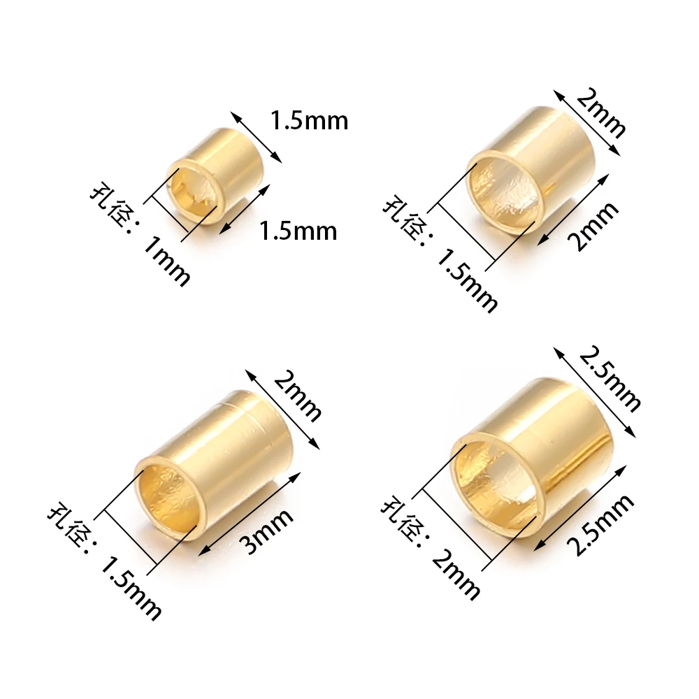 50-100pcs Stainless Steel Positioning Tube Beads End Crimp Bead Loose Spacer Beads For Jewelry Making DIY Necklace Bracelet
