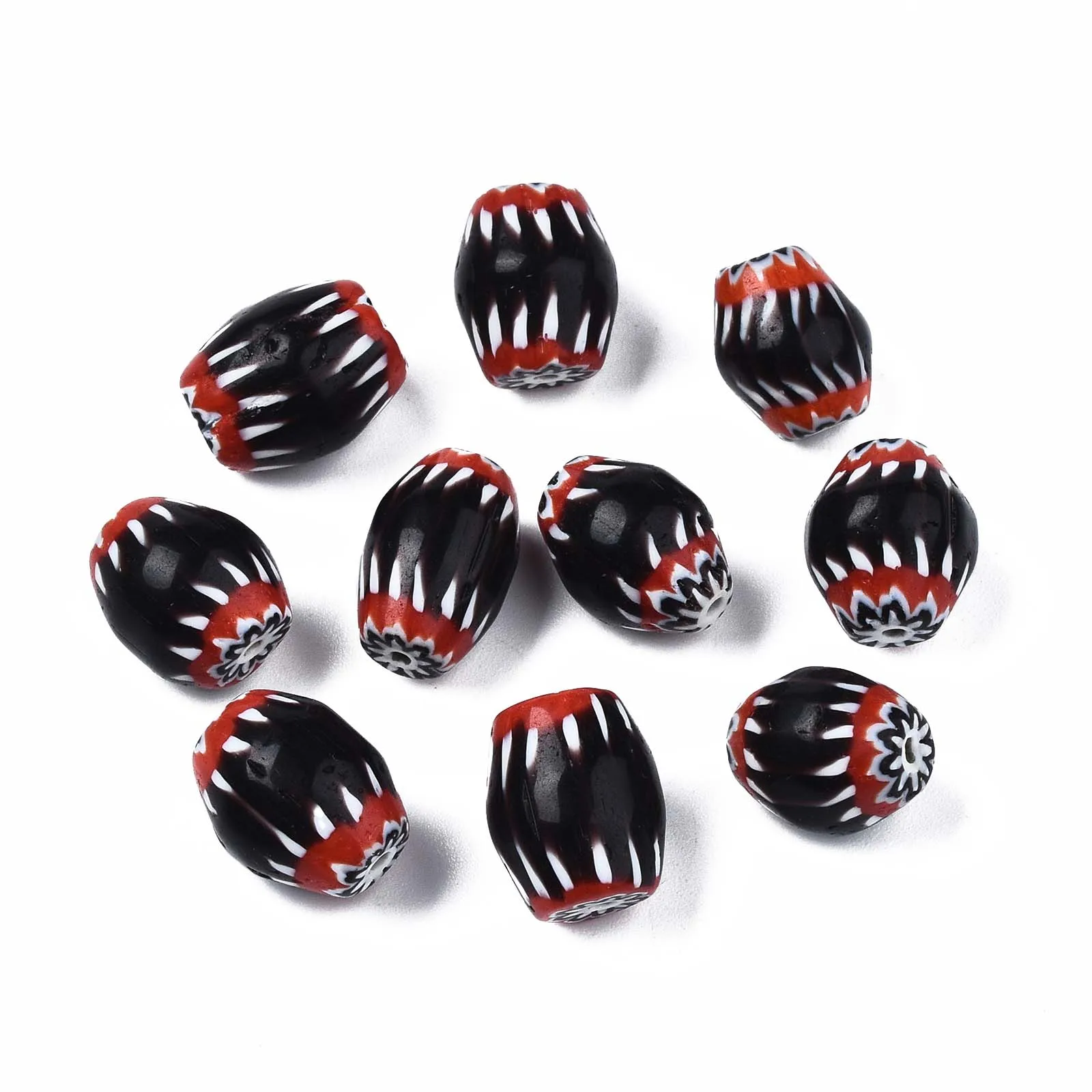 20pcs Handmade Millefiori Lampwork Beads Barrel Flat Round Beads for Jewelry Making Bracelets Accessories