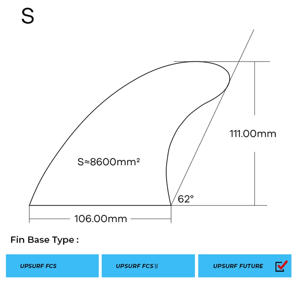 S Surfboard LeicFins Set, UPSURF FUTURE Fins, Single Tabs, Base Honeycomb, FiViolet Performance Thruster, 3 Fins Quilhas Surf