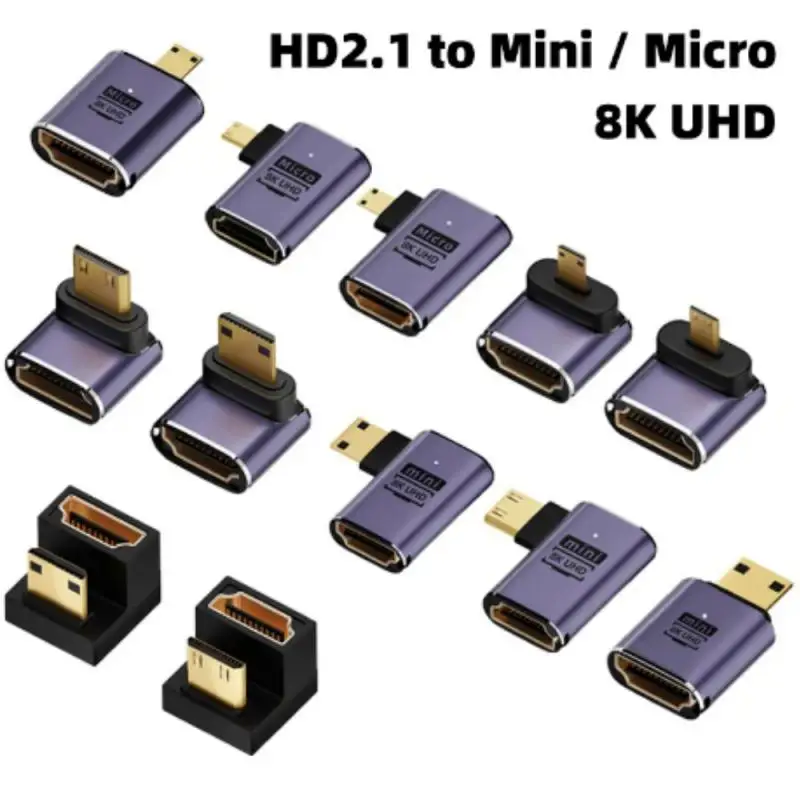 HDMI-Compatible Adapter 90 270 Degree Right Angle Male to Female Converter 8K Connector Mini / Micro HDMI-compatible Extender