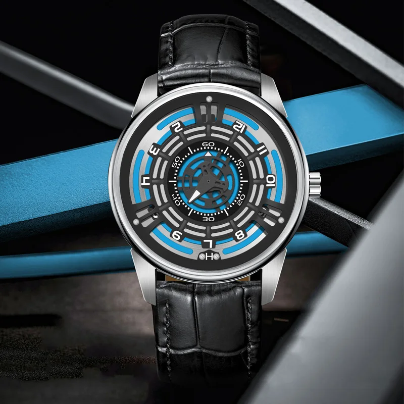 PINDU New Fashion Luxury Men\'s Automatic Chronograph Mechanical Watch Leather 30M Waterproof Luminous Watch Reloj Hombre