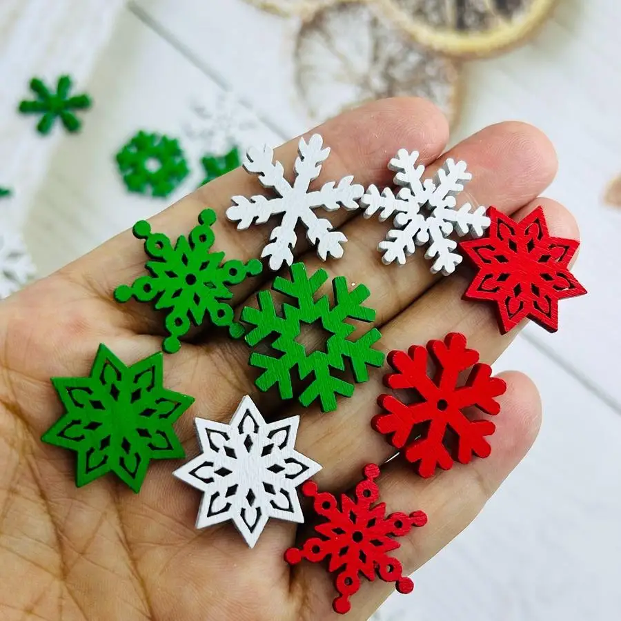 1/5/10/20/50/100pcs Botões decorativos criativos de floco de neve para Natal, estilo cor aleatória - DIY Mixed Color Mini Items