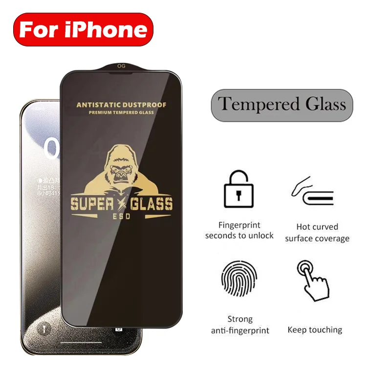 Gorilla Anti-Burst Tempered Glass For iPhone 15 Pro 14 13 12 11 Pro Max Screen Protector iPhone X XR XS Max Protection Film