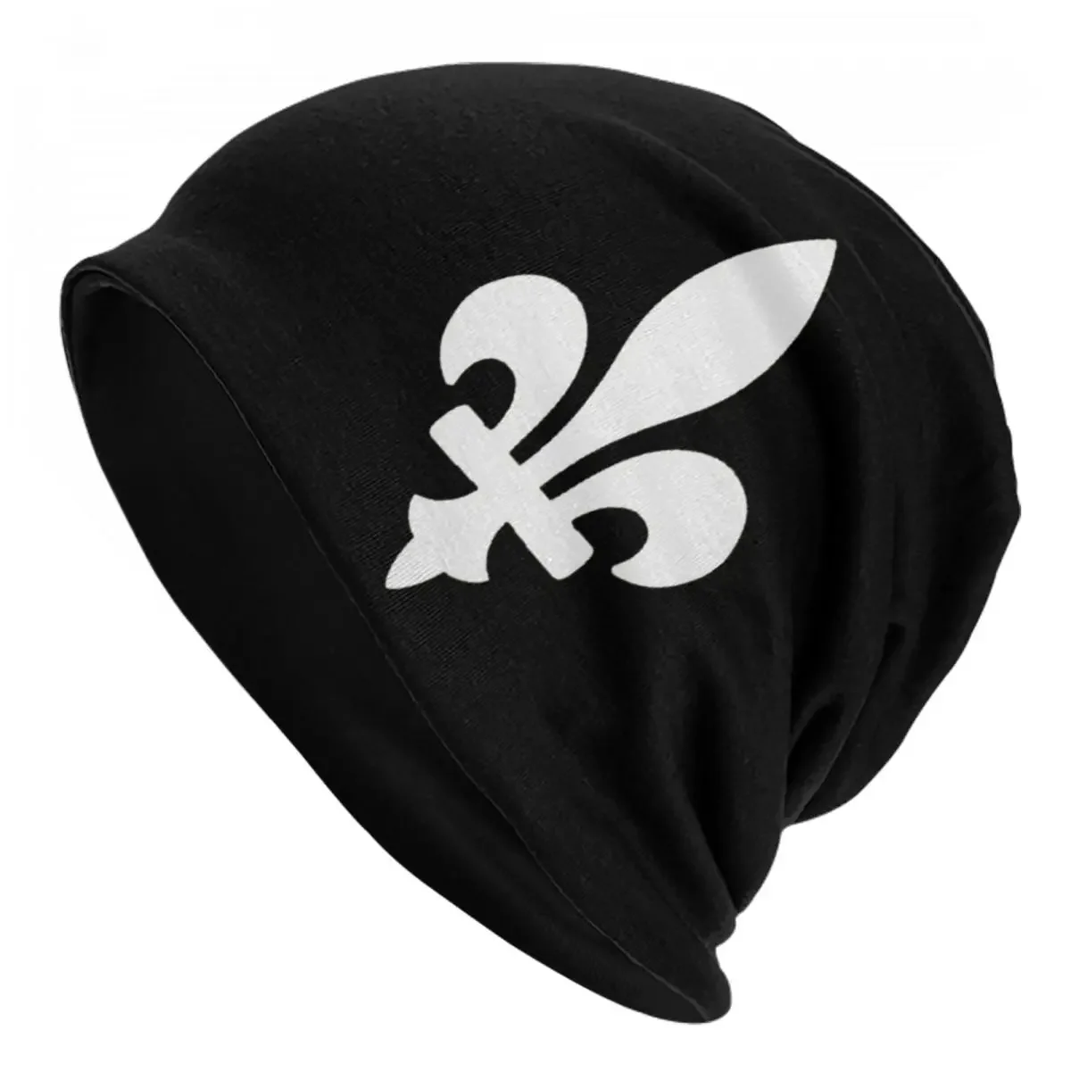 Women Men Fleur De Lis Drawing White Winter Skullies Beanie Outfit Bonnet Knitted Hat Unique Winter Caps Christmas Gift Idea