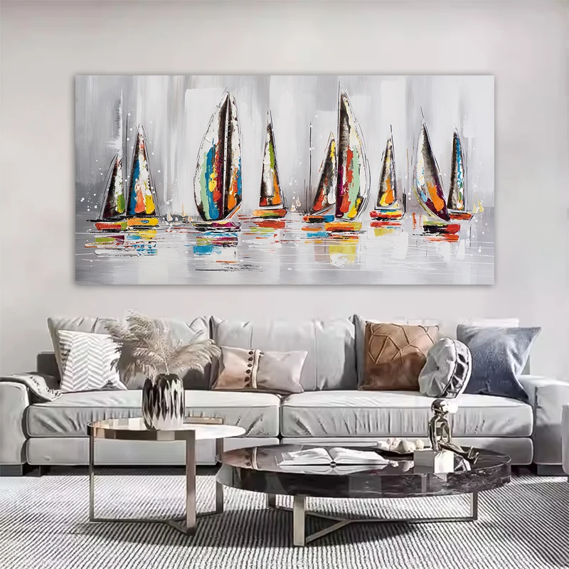 One Piece Abstract Boat Ship Posters SailBoat Painting Canvas Print Wall Picture for Living Room Modern Home Decoration No Frame