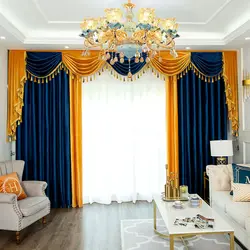 French Velvet Curtains for Living Room, High Shading Curtains, Home Custom, Blue and Yellow, Bedroom, Luxury, Light