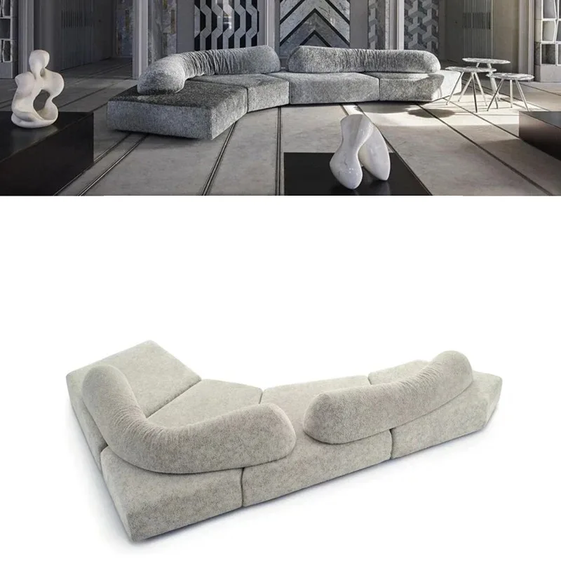 Italian minimalist rock fabric sofa irregular special-shaped module creative random combination