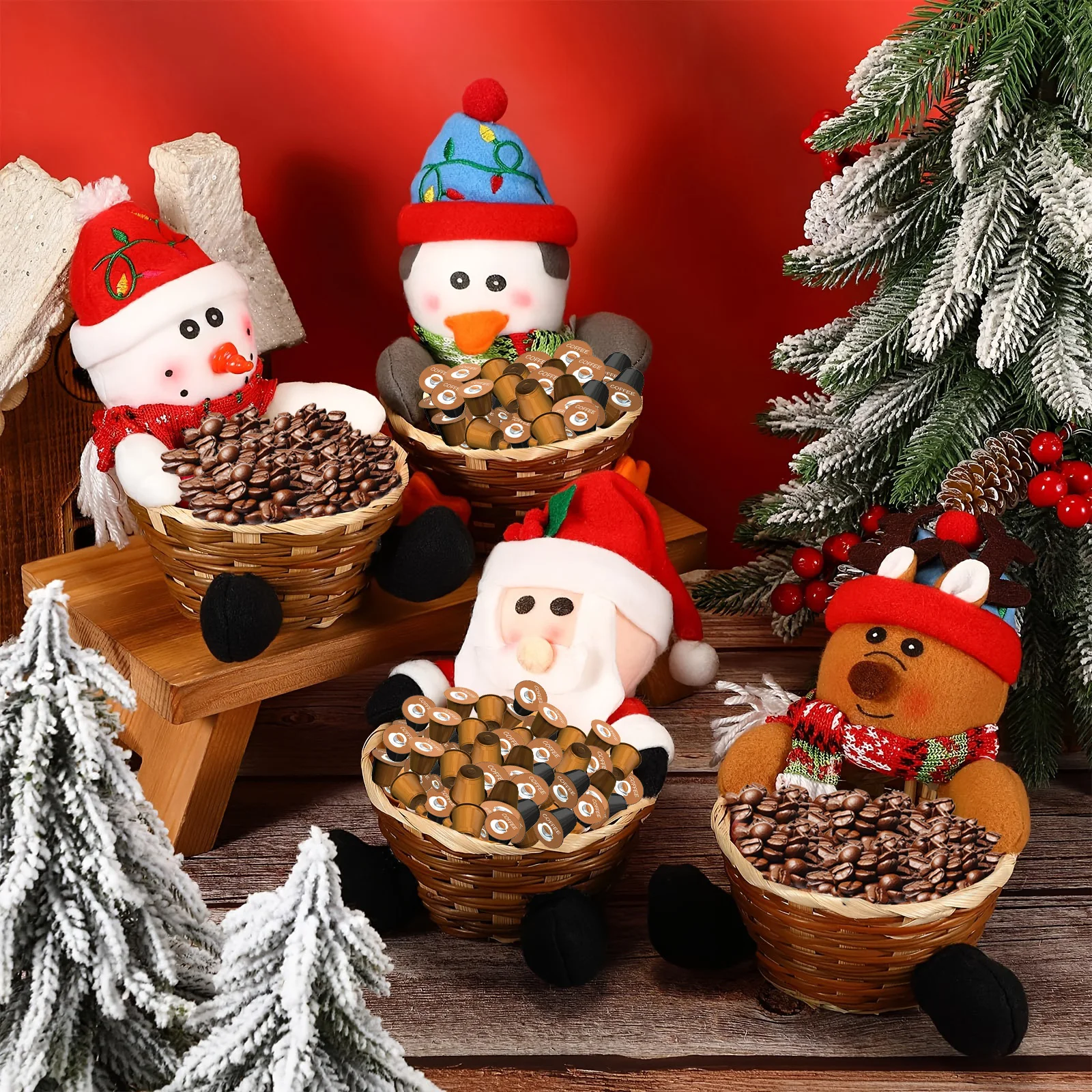 1 قطعة عيد الميلاد الديكور سلة الحلوى سلة مغزولة عيد الميلاد منضدية الديكور للمنزل هدايا عيد الميلاد السنة الجديدة 2025 #2