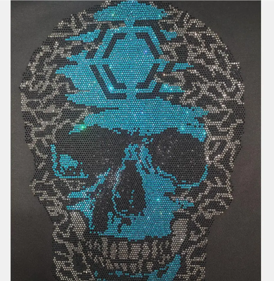 الرجال حجر الراين سترة الجمجمة البلوز الموضة العصرية طاقم الرقبة طويلة الأكمام الفاخرة الشارع الشهير العلامة التجارية ملابس الذكور عادية