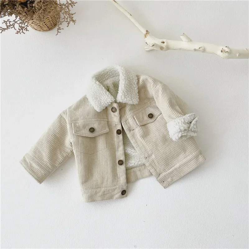 Brand Corduroy Baby Girls Boys Jacket Infant Toddler Children Coat Autumn Winter Warm Thicken Kids Outwear Clothes For 0-5Years