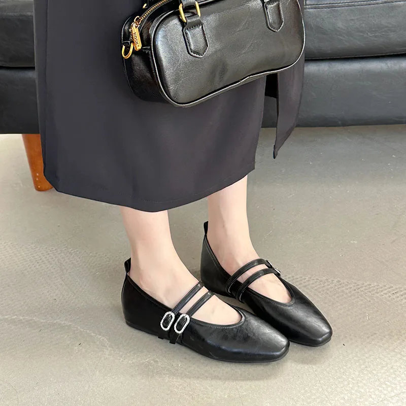 الإناث الارتفاع زيادة الأحذية ماري جينس أحذية مسطحة للنساء موضة ساحة تو مشبك حزام السيدات لوليتا أحذية سيدة #5