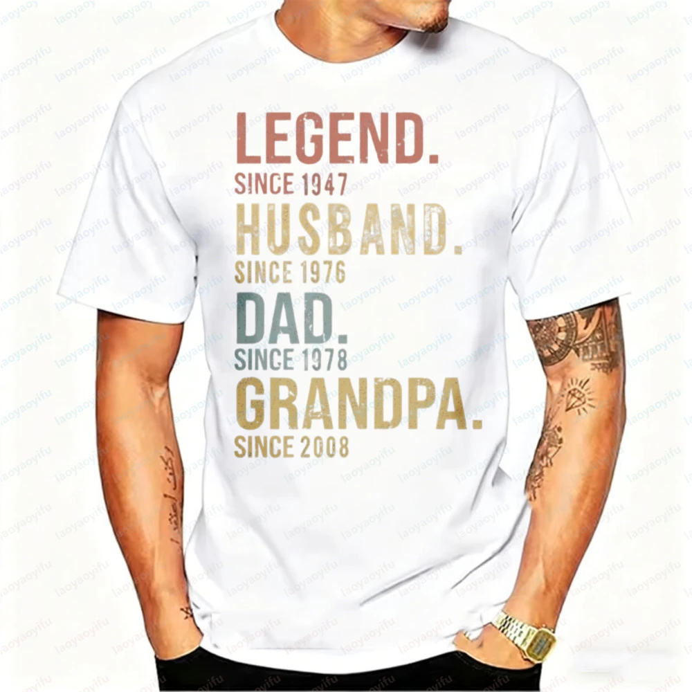Legend Husband Dad Grandpa Shirt Dad T-Shirt Father's Day Gift Men Clothing Streetwear Graphic T Shirts High Quality Cotton Tops