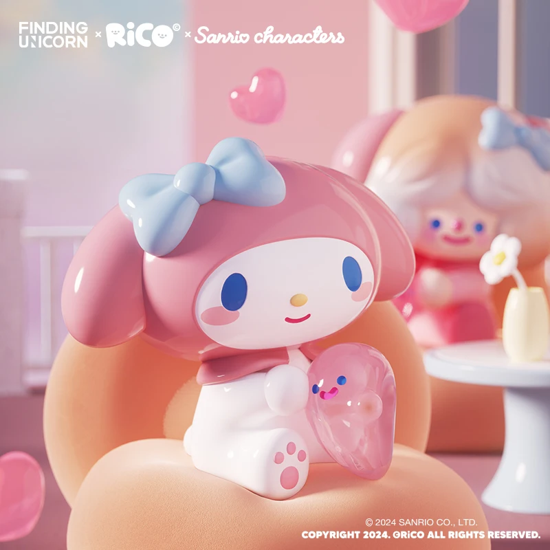 6 stücke sanrio rico schöne Liebes serie Anime Hello kitty Melodie Kuromi Action figuren öffnen Box Spielzeug Sanrio Sammlung Ornamente