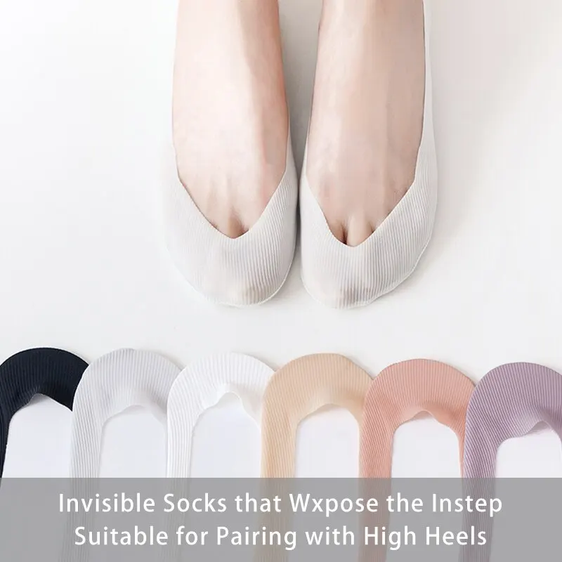 7 Pair Summer Thin Women Is Shallow Mouth Ice Silk Invisible Socks Candy Color Simple and Comfortable Heel Drop Prevention