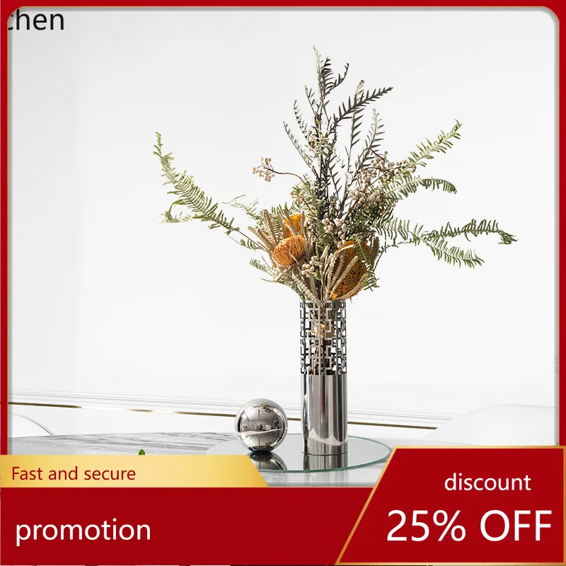 

HXL Light Luxury Flower Vase Stainless Steel Hollow Flower Vase Sales Soft Decoration Ornament