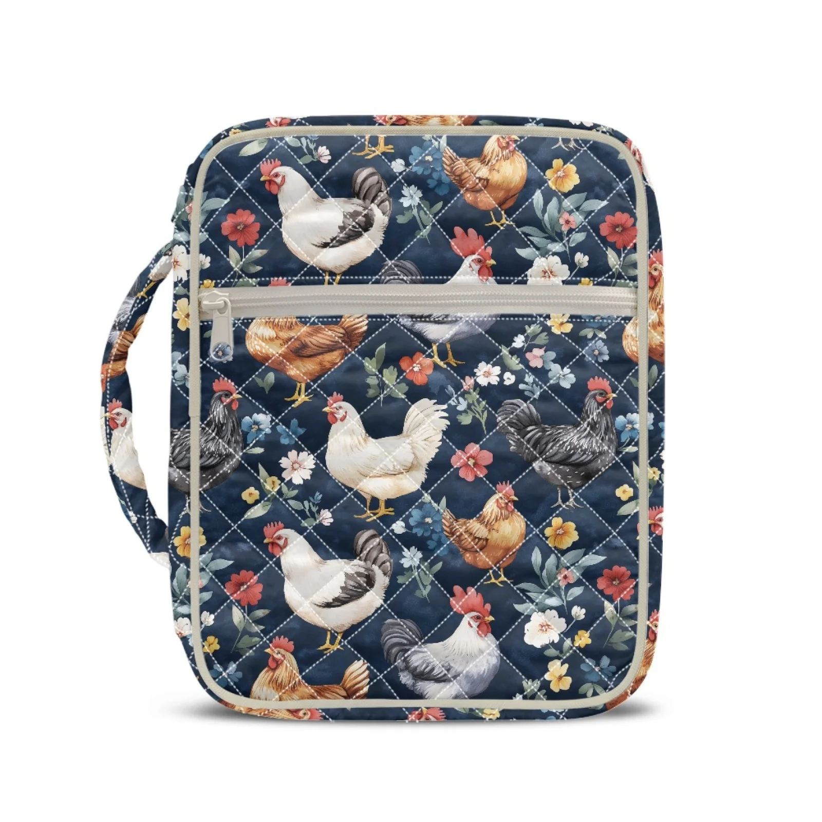 Coloranimal Farm Chicken Garden Bible Study Bag Zipper Front Pocket Quilted Bible Cover Case for Scripture Study 2026 Collection