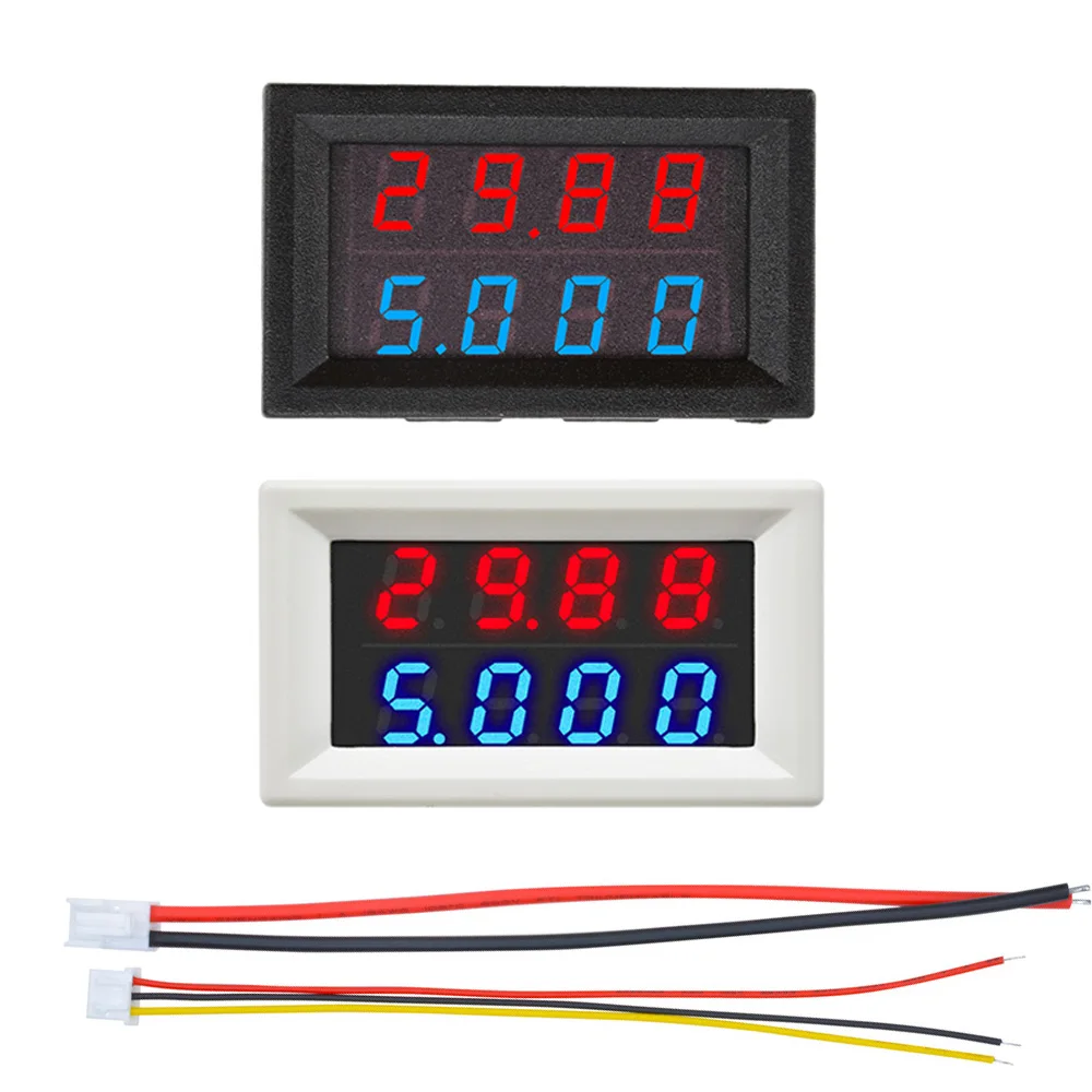 DC 0-100V 10A Blue Red Dual LCD Digital Voltage Current Meter Tester 4 Bit 5 Wires Ammeter Voltmeter Volt Detector Black White