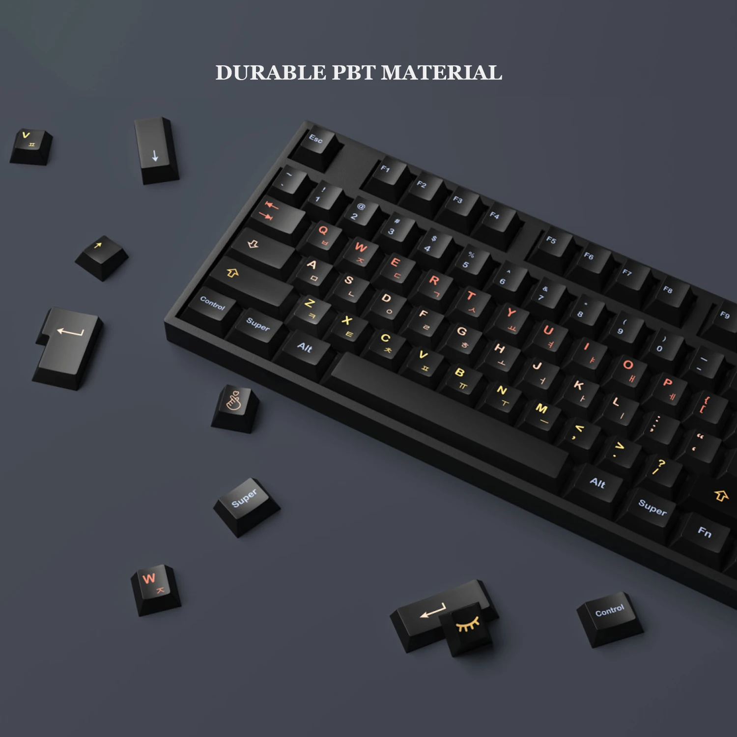 Imagem -05 - Cherry mx Switches Teclado Gamer 129 Chaves Pbt Keycaps Dye Subbed Keycaps Preto Layout Coreano Gateron Gateron