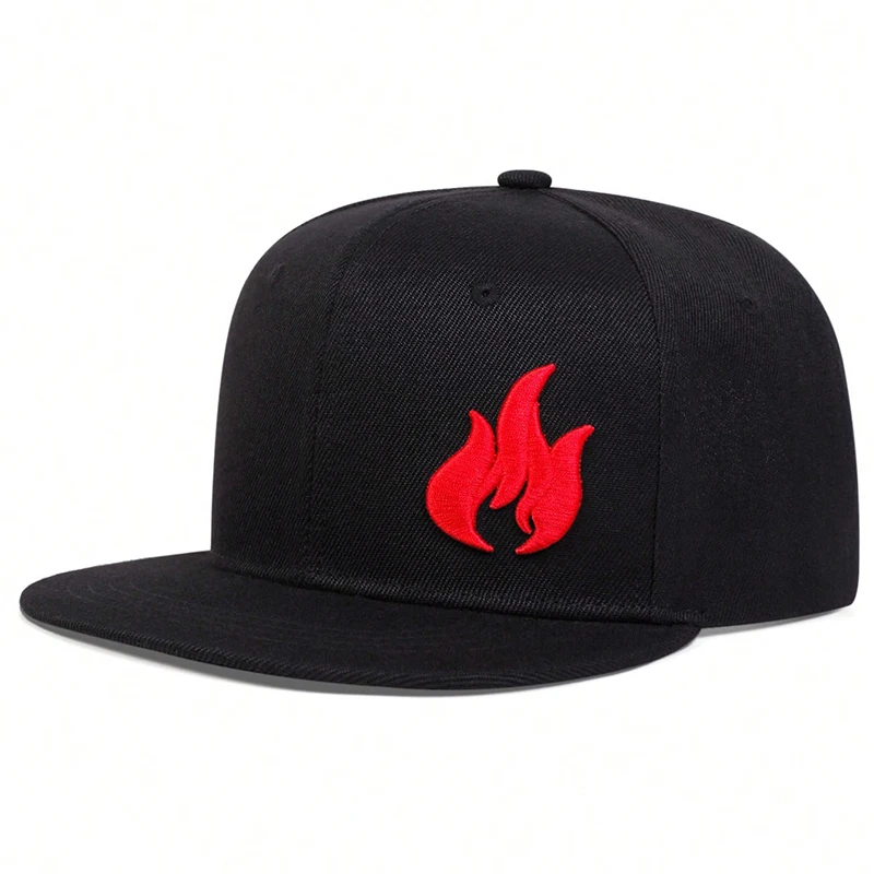 Unisex Flame Embroidery Hip-hop Hats Fashion Outdoor Adjustable Casual Baseball Caps Sunscreen Hat