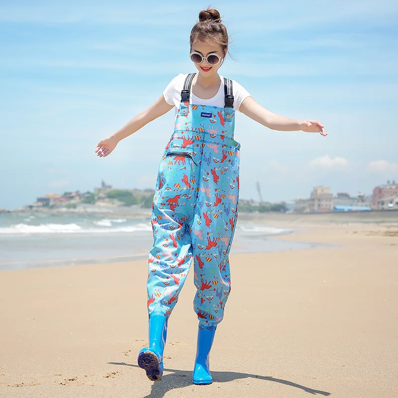 女性用防水オーバーオールビーチレインブーツハーフボディ釣り狩猟服耐久性のあるpvc素材四季通用